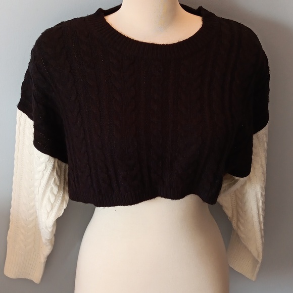 Brave Soul London cropped cable knit sweater - Picture 2 of 6